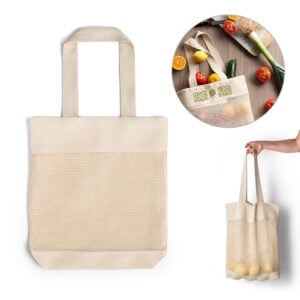 Sacola 100% algodão (180 g/m²) com malha 100% algodão (100 g/m²) - Enova Brindes Personalizados