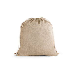 Sacola tipo mochila eem 70% algodão reciclado e 30% poliéster reciclado sem tingimento (140 g/m²) - Brinde Corporativo Personalizado | Enova