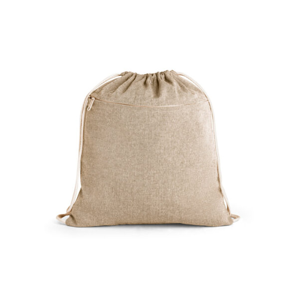 Sacola tipo mochila eem 70% algodão reciclado e 30% poliéster reciclado sem tingimento (140 g/m²) - Brinde Corporativo Personalizado | Enova