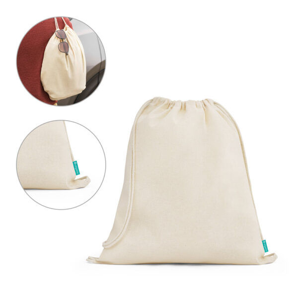 Sacola tipo mochila em algodão orgânico (120 g/m²) - Enova Brindes Personalizados