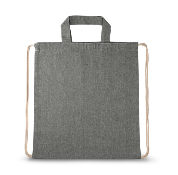 Sacola tipo mochila em 70% algodão reciclado e 30% poliéster reciclado (140g/m²) - Brinde Corporativo Personalizado | Enova