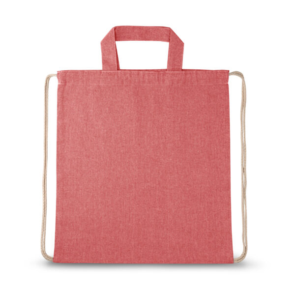 Sacola tipo mochila em 70% algodão reciclado e 30% poliéster reciclado (140g/m²) - Brinde Corporativo Personalizado | Enova