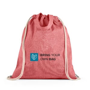 Sacola tipo mochila em 70% algodão reciclado e 30% poliéster reciclado (140g/m²) - Brinde Corporativo Personalizado | Enova