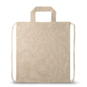 Sacola tipo mochila em 70% algodão reciclado e 30% poliéster reciclado (140g/m²) - Brinde Corporativo Personalizado | Enova