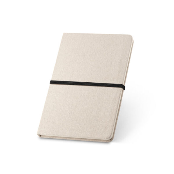 Caderno A5 em linho (230 g/m²) com páginas pautadas - Brinde Corporativo Personalizado | Enova