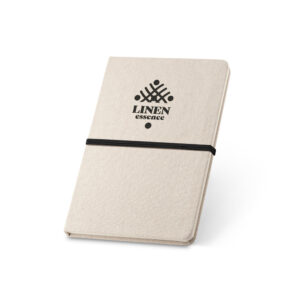 Caderno A5 em linho (230 g/m²) com páginas pautadas - Brinde Corporativo Personalizado | Enova