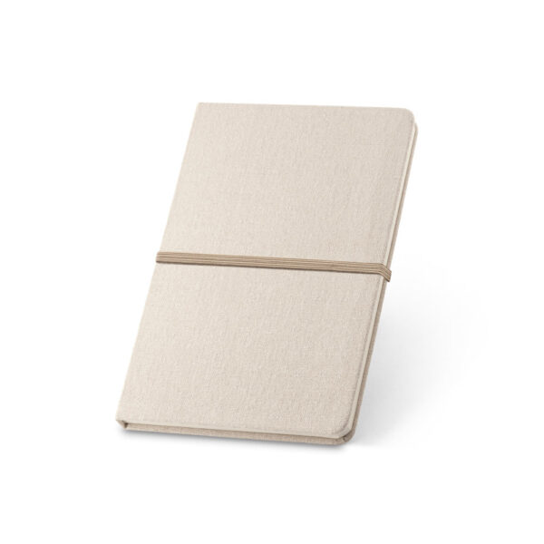 Caderno A5 em linho (230 g/m²) com páginas pautadas - Brinde Corporativo Personalizado | Enova