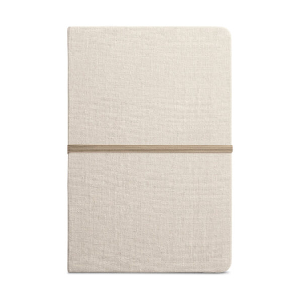 Caderno A5 em linho (230 g/m²) com páginas pautadas - Brinde Corporativo Personalizado | Enova