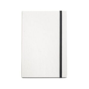 Caderno A5 produzido através de pacotes de leite reciclados com folhas pautadas recicladas - Brinde Corporativo Personalizado | Enova
