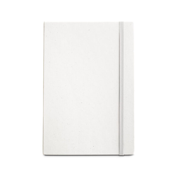 Caderno A5 produzido através de pacotes de leite reciclados com folhas pautadas recicladas - Brinde Corporativo Personalizado | Enova