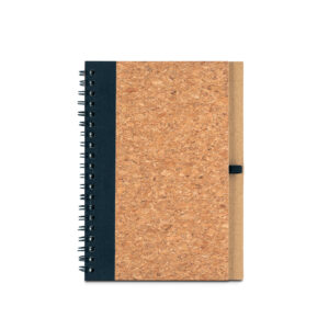 Caderno B6 em cortiça e poliéster 100% reciclado (100% rPET) com páginas lisas recicladas - Brinde Corporativo Personalizado | Enova