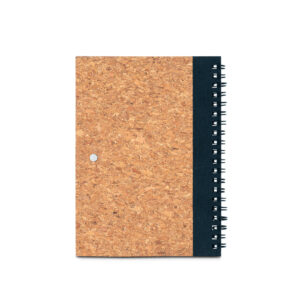 Caderno B6 em cortiça e poliéster 100% reciclado (100% rPET) com páginas lisas recicladas - Brinde Corporativo Personalizado | Enova