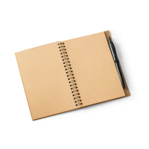 Caderno B6 em cortiça e poliéster 100% reciclado (100% rPET) com páginas lisas recicladas - Brinde Corporativo Personalizado | Enova
