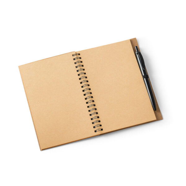 Caderno B6 em cortiça e poliéster 100% reciclado (100% rPET) com páginas lisas recicladas - Brinde Corporativo Personalizado | Enova
