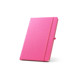Caderno A5 de capa dura em poliéster 100% reciclado (100% rPET) com cantos redondos e folhas pautadas - Brinde Corporativo Personalizado | Enova