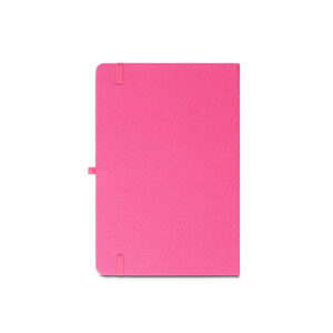 Caderno A5 de capa dura em poliéster 100% reciclado (100% rPET) com cantos redondos e folhas pautadas - Brinde Corporativo Personalizado | Enova