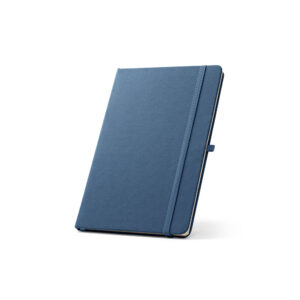 Caderno A5 de capa dura em poliéster 100% reciclado (100% rPET) com cantos redondos e folhas pautadas - Brinde Corporativo Personalizado | Enova