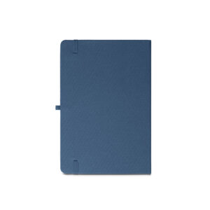 Caderno A5 de capa dura em poliéster 100% reciclado (100% rPET) com cantos redondos e folhas pautadas - Brinde Corporativo Personalizado | Enova