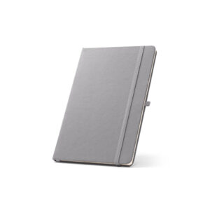 Caderno A5 de capa dura em poliéster 100% reciclado (100% rPET) com cantos redondos e folhas pautadas - Brinde Corporativo Personalizado | Enova