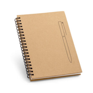 Caderno em papel kraft com páginas lisas em papel pedra (120 g/m²) - Brinde Corporativo Personalizado | Enova