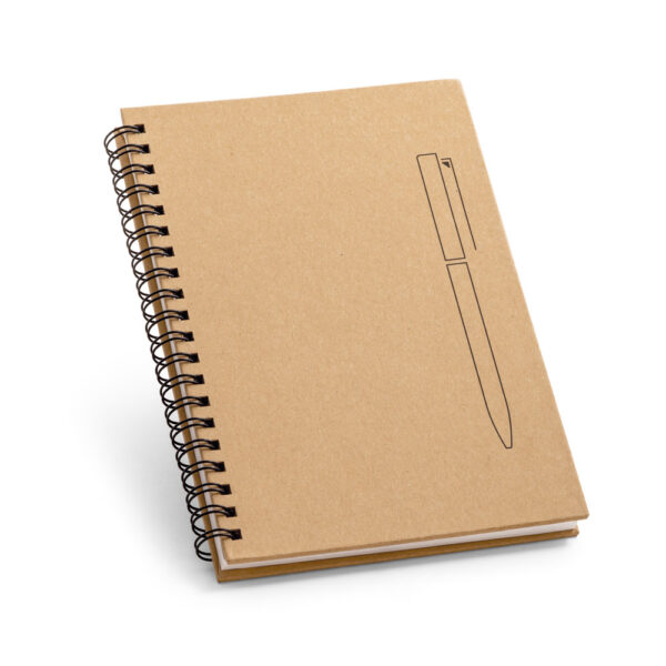 Caderno em papel kraft com páginas lisas em papel pedra (120 g/m²) - Brinde Corporativo Personalizado | Enova