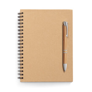 Caderno em papel kraft com páginas lisas em papel pedra (120 g/m²) - Brinde Corporativo Personalizado | Enova