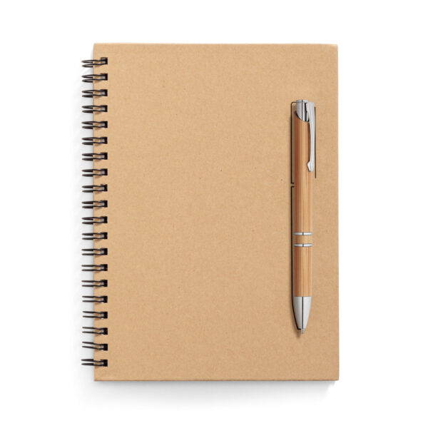 Caderno em papel kraft com páginas lisas em papel pedra (120 g/m²) - Brinde Corporativo Personalizado | Enova