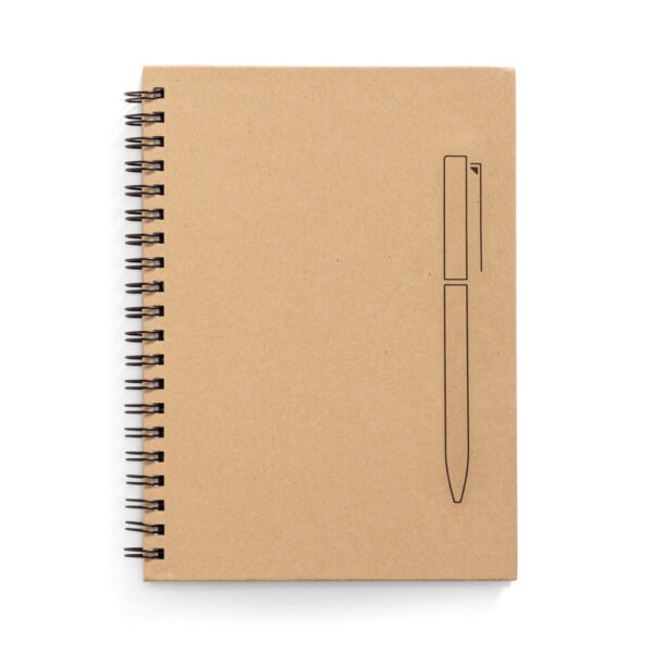 Caderno em papel kraft com páginas lisas em papel pedra (120 g/m²) - Brinde Corporativo Personalizado | Enova