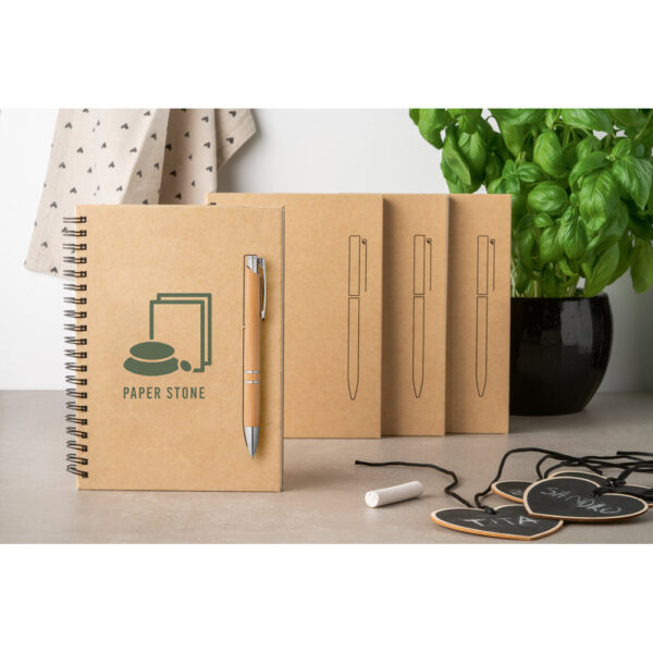 Caderno em papel kraft com páginas lisas em papel pedra (120 g/m²) - Brinde Corporativo Personalizado | Enova