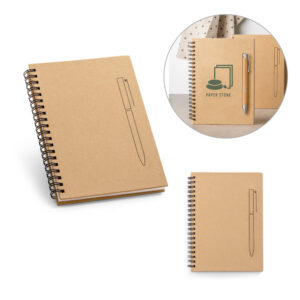 Caderno em papel kraft com páginas lisas em papel pedra (120 g/m²) - Enova Brindes Personalizados