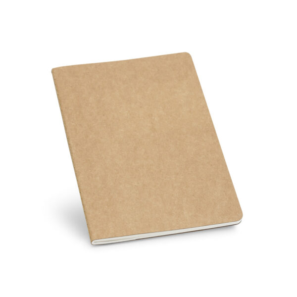 Caderno A5 em cartão kraft reciclado com páginas pautadas - Brinde Corporativo Personalizado | Enova
