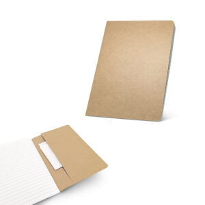 Caderno A5 em cartão kraft reciclado com páginas pautadas - Enova Brindes Personalizados