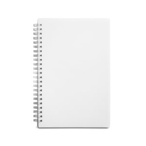 Caderno A5 em PP com tratamento antibacteriano com páginas pautadas - Brinde Corporativo Personalizado | Enova