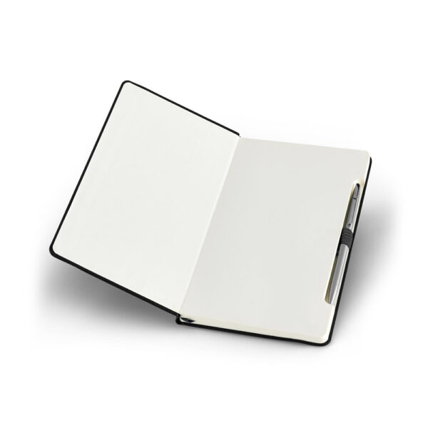 Caderno A5 em c.sintético com páginas lisas - Brinde Corporativo Personalizado | Enova