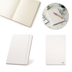 Caderno A5 em 100% rPET com tratamento antibacteriano com páginas pautadas - Enova Brindes Personalizados