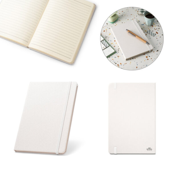 Caderno A5 em 100% rPET com tratamento antibacteriano com páginas pautadas - Enova Brindes Personalizados