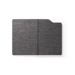 Caderno A5 de capa dura em tecido poliéster 100% reciclado (100% rPET) com folhas pautadas - Brinde Corporativo Personalizado | Enova
