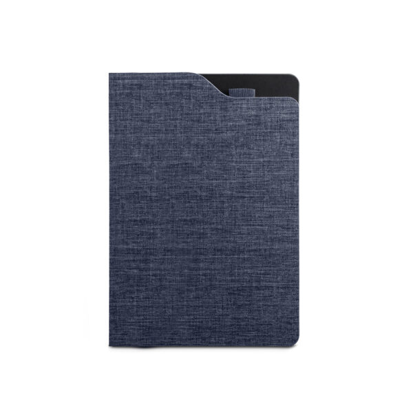 Caderno A5 de capa dura em tecido poliéster 100% reciclado (100% rPET) com folhas pautadas - Brinde Corporativo Personalizado | Enova