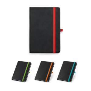 Caderno A5 em PU com páginas pautadas - Enova Brindes Personalizados
