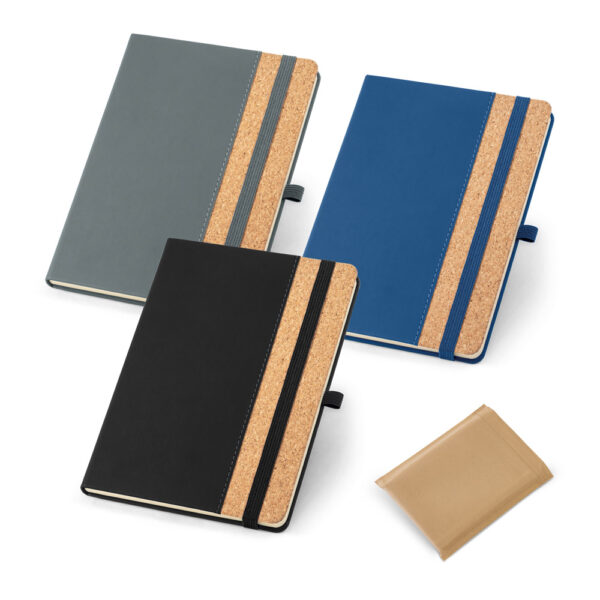 Caderno A5 em cortiça com páginas pautadas - Enova Brindes Personalizados