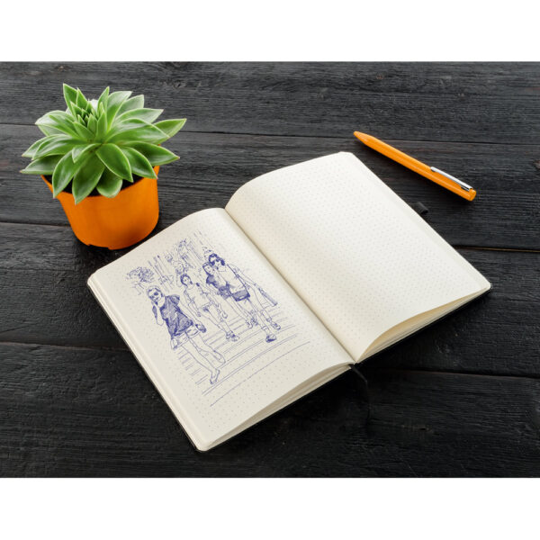 Caderno A5 em c.sintético com páginas pontilhadas - Brinde Corporativo Personalizado | Enova