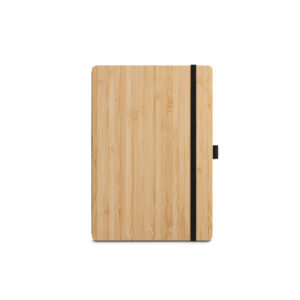 Conjunto de caderno A5 em bambu com páginas pautadas e esferográfica em bambu - Brinde Corporativo Personalizado | Enova