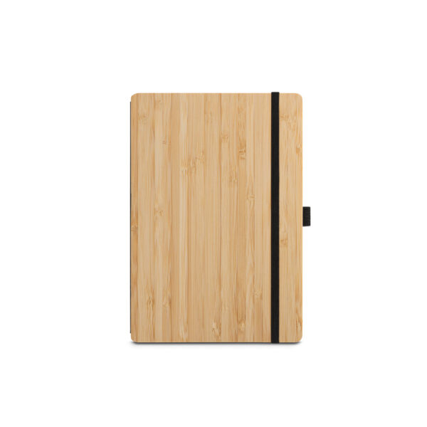 Conjunto de caderno A5 em bambu com páginas pautadas e esferográfica em bambu - Brinde Corporativo Personalizado | Enova