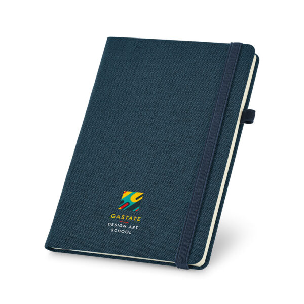 Caderno A5 em canvas (poliéster) com páginas lisas - Brinde Corporativo Personalizado | Enova