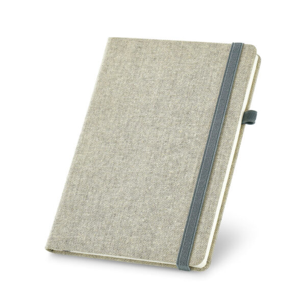 Caderno A5 em canvas (poliéster) com páginas lisas - Brinde Corporativo Personalizado | Enova