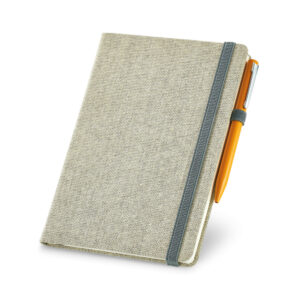 Caderno A5 em canvas (poliéster) com páginas lisas - Brinde Corporativo Personalizado | Enova