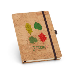 Caderno A5 em cortiça com páginas lisas - Brinde Corporativo Personalizado | Enova