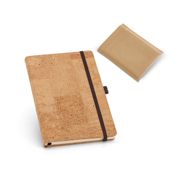 Caderno A5 em cortiça com páginas lisas - Enova Brindes Personalizados