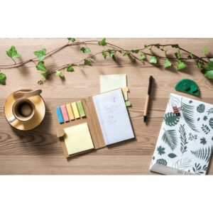 6 blocos adesivados com páginas lisas e esferográfica em papel kraft - Brinde Corporativo Personalizado | Enova