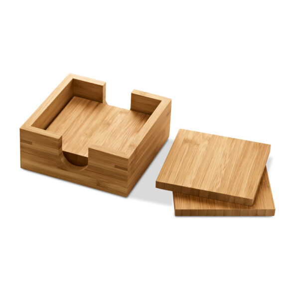 Kit de 4 porta copos em bambu - Brinde Corporativo Personalizado | Enova